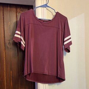 Rue21 Burgundy Short Sleeve Top with White Stripes